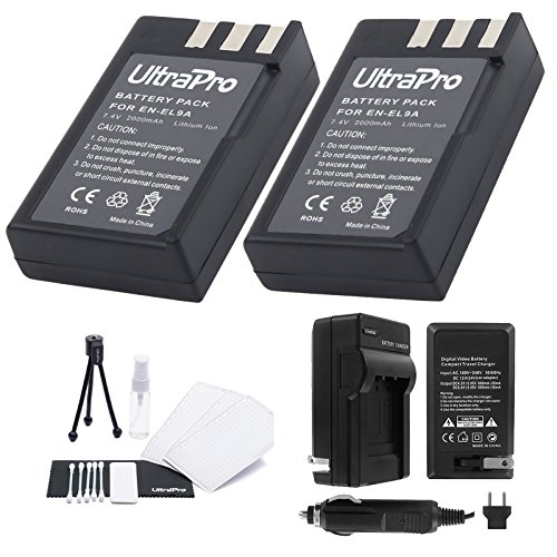 Product Cover EN-EL9a Battery 2-Pack Bundle with Rapid Travel Charger and UltraPro Accessory Kit for Select Nikon Cameras Including D5000, D3000, D60, D40x, and D40
