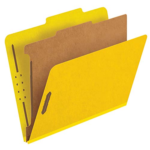 Product Cover Pendaflex Classification Folders, Standard, 1 Divider, Embedded Fasteners, 2/5 Cut Tab, Yellow, Letter Size, 10/BX (23734)