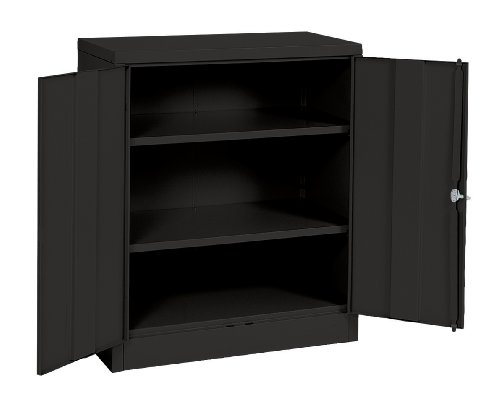 Product Cover Sandusky Lee RTA7001-09 Black Steel SnapIt Counter Height Cabinet, 2 Adjustable Shelves, 42