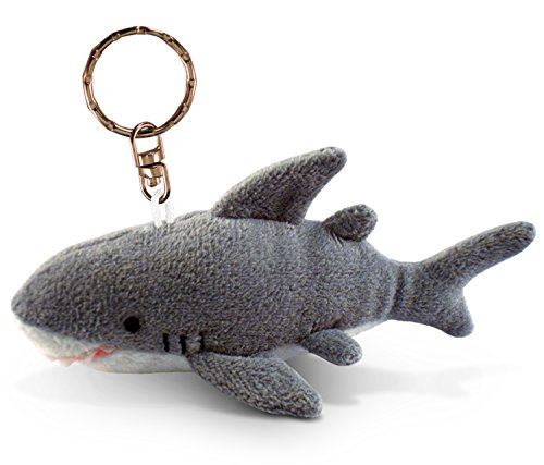 Product Cover Shark Keychain Fluffy Plush Stuffed Clip Toy - Cute Ocean Animal Miniature Plush Sea Creature Chain - Soft Small Shark Sea Life Animal On Chain - 4.5 Inch Shark Toy For Kids And Adult - Item 5828