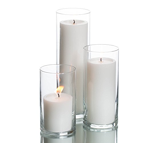 Product Cover Richland Set of 36 Glass Eastland Cylinder Vases and 36 White Pillar Candles 3