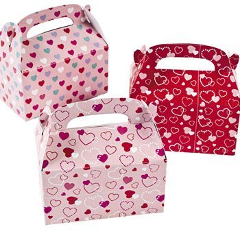 Product Cover Fun Express Valentine Treat Boxes - Set of 24 Heart Paper Mini Treat Boxes