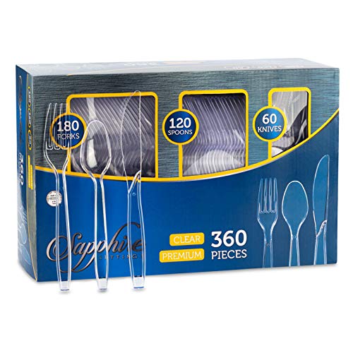 Product Cover Party Bargains Disposable Cutlery set, Color: Clear, Count: 360 Pcs (SAPPHIRE)