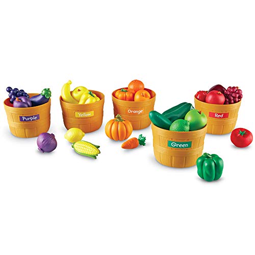Product Cover Learning Resources Farmer's Market Color Sorting Set, Play Food, Fruits and Vegetables Toy, 25 Piece Set, Ages 3+