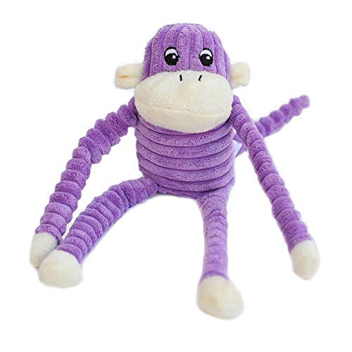 Product Cover ZippyPaws - Spencer The Crinkle Monkey Dog Toy, Squeaker and Crinkle Plush Toy - Purple, Small