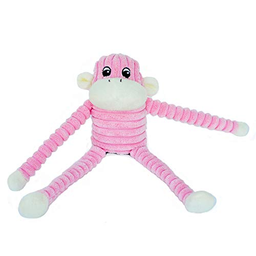 Product Cover ZippyPaws - Spencer The Crinkle Monkey Dog Toy, Squeaker and Crinkle Plush Toy - Pink, Small