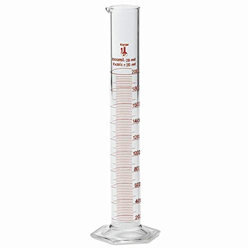 Product Cover 213I16 Karter Scientific 2000ml Glass Graduated Cylinder, Single Metric Scale