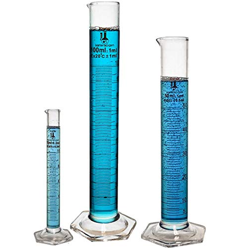 Product Cover 213C2 Karter Scientific Glass Graduated Cylinder 3 Piece Set 10, 50 & 100ml