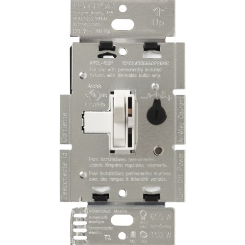 Product Cover Lutron Toggler C.L Dimmer Switch for dimmable LED, Halogen and Incandescent Bulbs, Single-Pole or 3-Way, AYCL-153P-WH, White