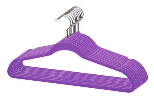 Product Cover Sunbeam Slip-Proof Snag-Free Ultra Slim Velvet Hanger with Rotating Steel Hook (Pack of 10) (PURPLE)