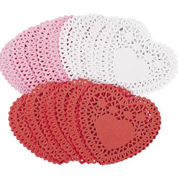 Product Cover Fun Express Mini Valentine Heart Doilies - Assorted Colors - 100 Pieces