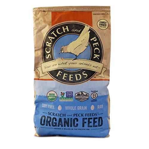 Product Cover Scratch and Peck Feeds - Organic 3-Grain Scratch Hen Treat - Non-GMO Project Verified, Soy Free and Corn Free - 25-lbs