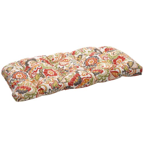Product Cover Pillow Perfect Indoor/Outdoor Multicolored Modern Floral Wicker Loveseat Cushion