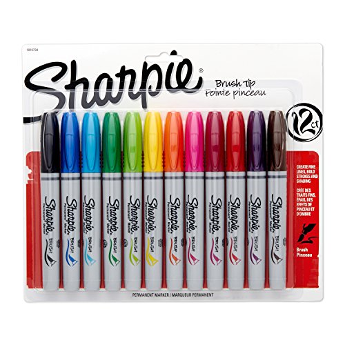 Product Cover Sharpie 1810704 Permanent Markers, Brush Tip, Assorted, 12 Pack