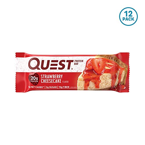 Product Cover Quest Nutrition Strawberry Cheesecake Protein Bar, High Protein, Low Carb, Gluten Free, Keto Friendly, 12 Count