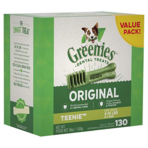 Product Cover GREENIES Original TEENIE Natural Dental Dog Treats, 36 oz. Pack (130 Treats)