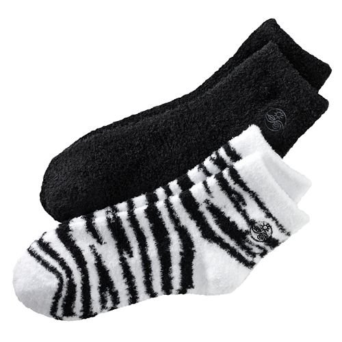 Product Cover Earth Therapeutics Aloe Socks, 2 Pair Per Package (Black and Zebra)