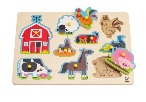 Product Cover Hape Farm Animals Toddler Wooden Peg Puzzle