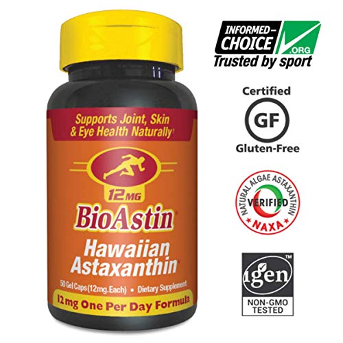 Product Cover BioAstin Hawaiian Astaxanthin 12mg, 50 Count - Hawaiian Grown Premium Antioxidant - Supports Muscle Recovery from Exercise - Eye & Joint Supplements for Men & Women