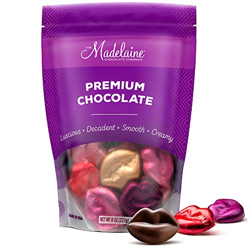Product Cover Madelaine Chocolate Lips - Valentine's Day Chocolate Candy - Premium Milk Chocolate Lips Individually Wrapped In Lipstick Colored Italian Foils (1/2 LB)