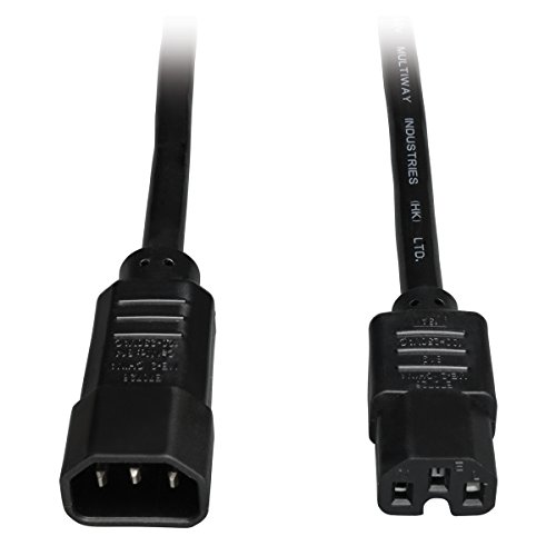 Product Cover Tripp Lite 3ft Heavy Duty Computer Power Extension Cord 15A, 14 AWG, C14 to C15, Black 3'(P018-003)