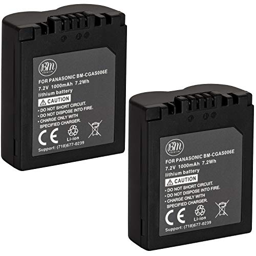 Product Cover BM Premium Pack of 2 CGA-S006 Batteries for Panasonic Lumix DMC-FZ7, DMC-FZ8, DMC-FZ18, DMC-FZ28, DMC-FZ30, DMC-FZ35, DMC-FZ38, DMC-FZ50 Digital Camera