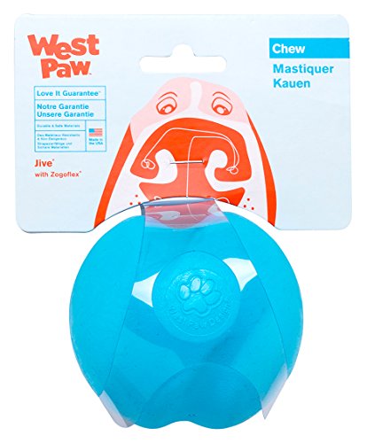 Product Cover West Paw Zogoflex Jive Durable Nearly Indestructible Dog Ball Chew-Fetch-Play Dog Toy, 100% Guaranteed Tough, It Floats!, Made in USA, Small 2.6-Inch, Aqua