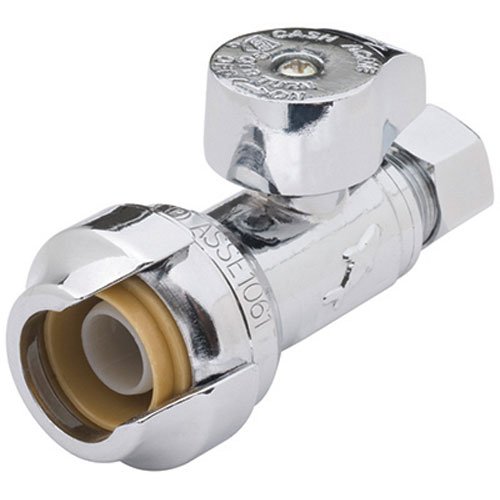 Product Cover SharkBite 23337-0000LF Angle Shut Off Water Valve for Ice Maker Installation, 1/2-Inch by 1/4-Inch Compression
