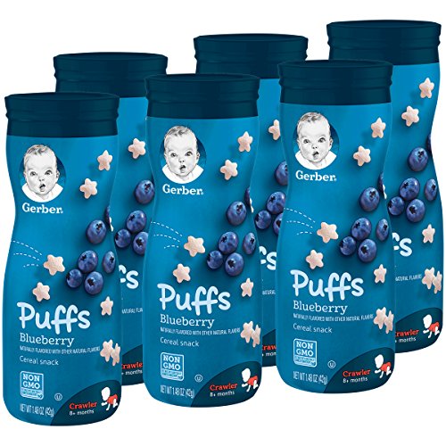 Product Cover Gerber Puffs Cereal Snack, Blueberry, 6 Count