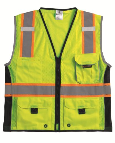 Product Cover ML Kishigo 1513 Ultra-Cool Polyester Black Series Heavy Duty Vest, Large, Lime