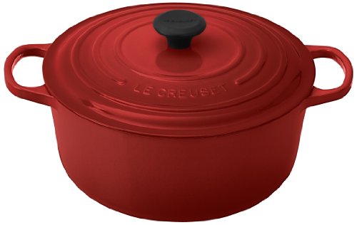 Product Cover Le Creuset Signature Enameled Cast-Iron 7-1/4-Quart Round French (Dutch) Oven, Cerise (Cherry Red)