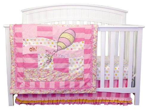 Product Cover Trend Lab Dr. Seuss Oh The Places You'll Go 3 Piece Crib Bedding Set, Pink