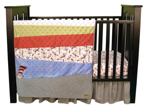 Product Cover Trend Lab Dr. Seuss Cat in The Hat 3 Piece Crib Bedding Set, Green/Blue/Gray