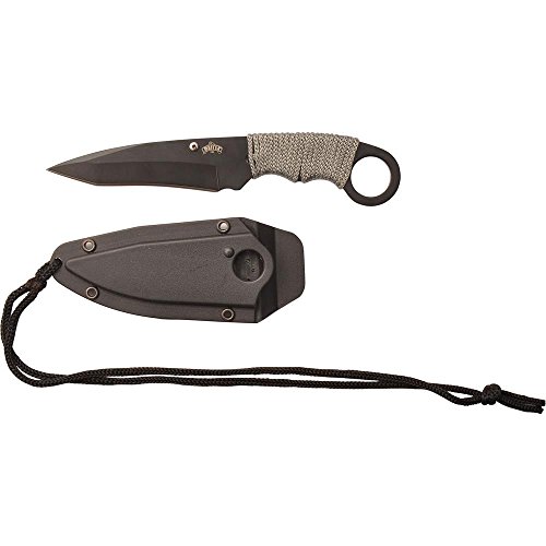 Product Cover Master USA MU-1119GC Tactical Neck Knife, Black Blade, Cord-Wrapped Steel Handle, 6.75-Inch Overall