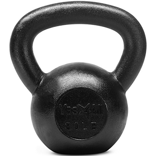 Product Cover Yes4All Solid Cast Iron Kettlebell Weights Set , Great for Full Body Workout and Strength Training, Kettlebell 30 lbs (Black)