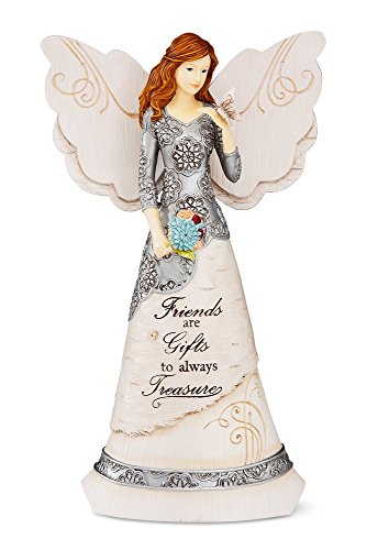 Product Cover Elements Friend Angel Figurine by Pavilion, 8-Inch, Holding Butterfly, Inscription Friends are Gifts to Always Treasure