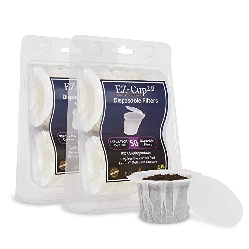 Product Cover Perfect Pod EZ-Cup Disposable Paper Filters with Patented Lid Design for Reusable Coffee Pods 2-Pack (100 Filters)
