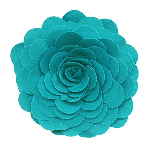 Product Cover Fennco Styles Eva's Flower Garden Decorative Throw Pillow with Insert - 13 inch Round (Teal, 13