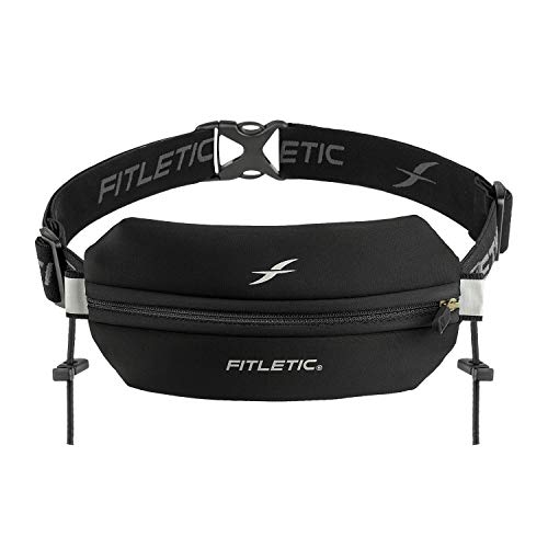 Product Cover Fitletic Neo Race Belt, Black | Unique No Bounce Design for Marathon, Triathlon, Trail, 5k, 10k | Running Belt | N01R-01