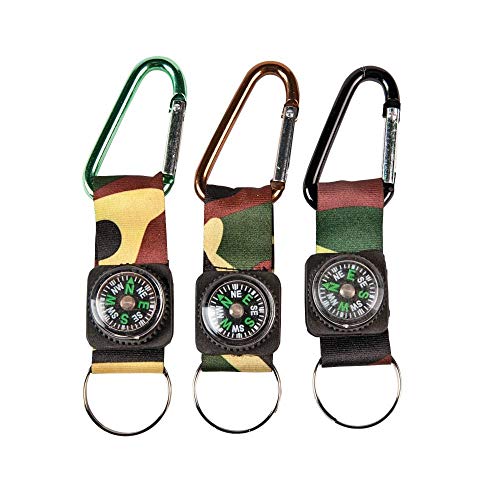 Product Cover Fun Express Camouflage Army Belt Clip Compass Key Chains (1 Dozen) - Bulk
