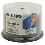 Product Cover Philips Duplication Grade Shiny Silver 8X DVD+R Media Double Layer DL 8.5GB 50 Pack in Cake Box (DR8Y8B50P/17)
