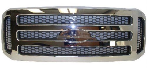 Product Cover 05-07 FORD SUPER DUTY PICKUP F250 F350 F450 F550 GRILLE CHROME WITH GRAY HONEY COMB INSERT