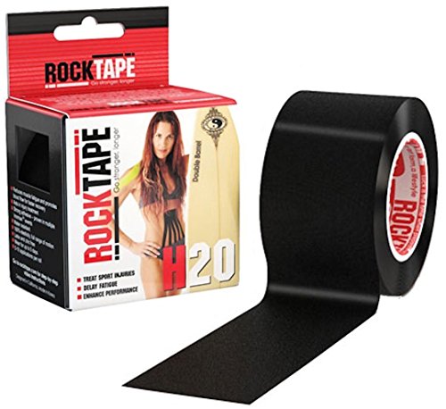 Product Cover RockTape H2O 2-Inch Highly Water-Resistant Kinesiology Tape, 16.4-Foot Continuous Roll, H2O Black