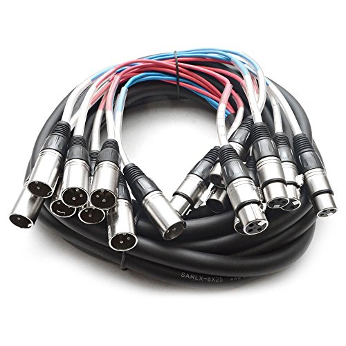 Product Cover Seismic Audio - SARLX-8x25 - 8 Channel XLR Snake Cable - 25 Feet Long - Pro Audio Snake for Live Live, Recording, Studios, and Gigs - Patch, Amp, Mixer, Audio Interface 25'