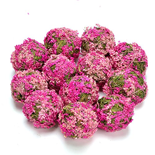 Product Cover Byher Decrative Ball with Flowers for Bookshelf, Table, Tree, Party, House Decoration (Pink - 3.5