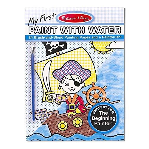 Product Cover Melissa & Doug My First Paint with Water Kids' Art Pad With Paintbrush - Pirates, Space, Construction, and More