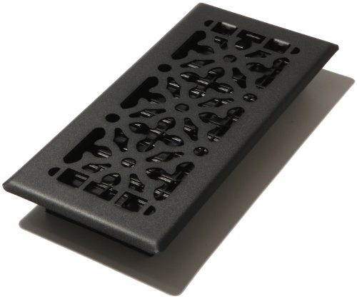 Product Cover Decor Grates AGH410-BLK 4-Inch by 10-Inch Gothic Black Steel Floor Register