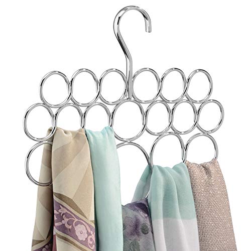 Product Cover iDesign Axis Metal Loop Scarf Hanger, No Snag Closet Organization Storage Holder for Scarves, Men's Ties, Women's Shawls, Pashminas, Belts, Accessories, Clothes, 18 Loops, Chrome