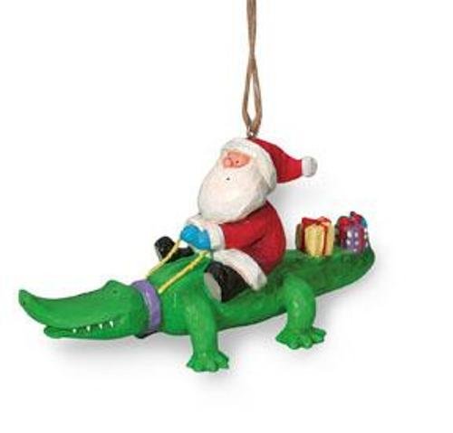 Product Cover Cape Shore Santa Riding Alligator Gator with Gifts Holiday Christmas Ornament