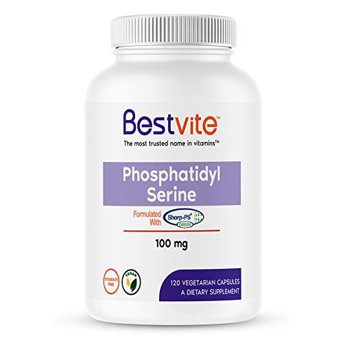 Product Cover Phosphatidylserine 100mg per Capsule (120 Vegetarian Capsules) with Sharp-PS® Green - Patented and Clinically Tested - Strearate Free - Soy Free - Gluten Free - Vegan - Non GMO